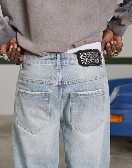 PANTS Hawkers2013 STRASS DENIM - Light Blue