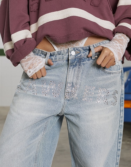 PANTS Hawkers2013 STRASS DENIM - Light Blue